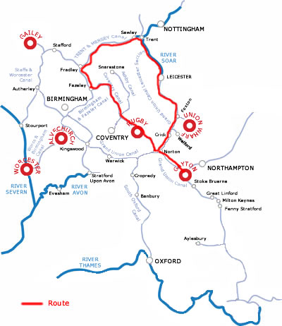The East Midlands Ring From Gayton.php cruising route map The East Midlands Ring From Gayton.php cruising route map