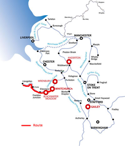 The Llangollen And Return From Whitchurch.php cruising route map