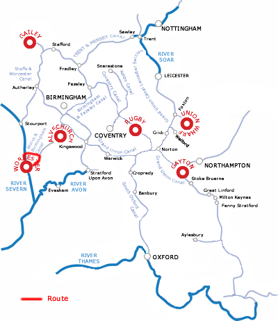 The Mid Worcestershire Ring From Worcester.php cruising route map The Mid Worcestershire Ring From Worcester.php cruising route map